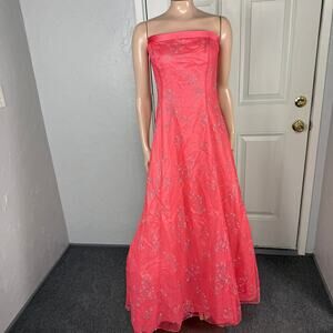 Vintage Y2K Zum Zum Dress 9/10 Prom Party Formal Evening Strapless Glitter T3-7